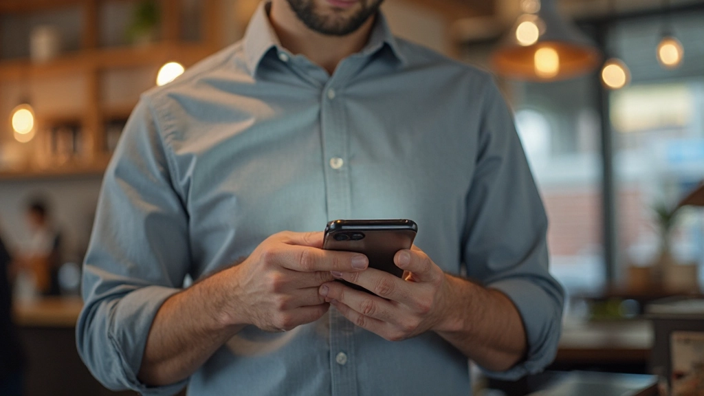 Person using smartphone with Japanese productivity app interface displayed