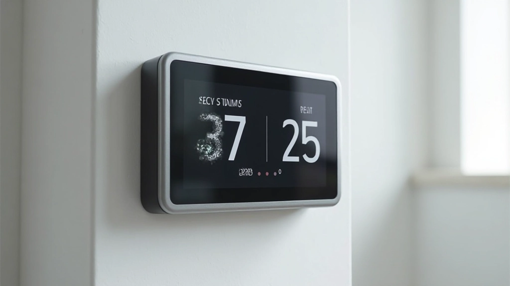 Close-up of smart energy monitoring device displaying real-time power consumption metrics with colorful LED indicators