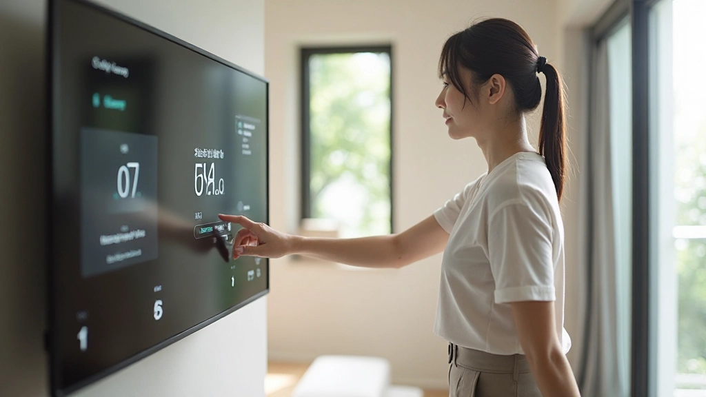 Modern minimalist smart home control panel with touch interface